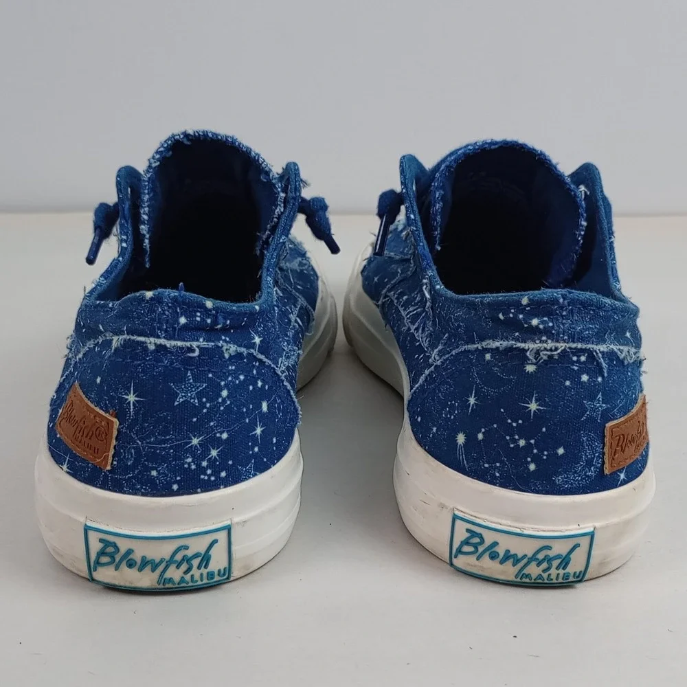 Blowfish Malibu Women 7.5 Blue Celestial Star Sun Print Canvas Play Sneakers